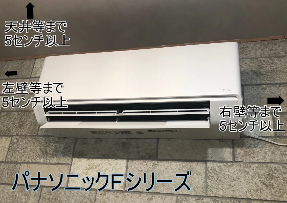 室内機と天井・左右の壁に必要な間隔
